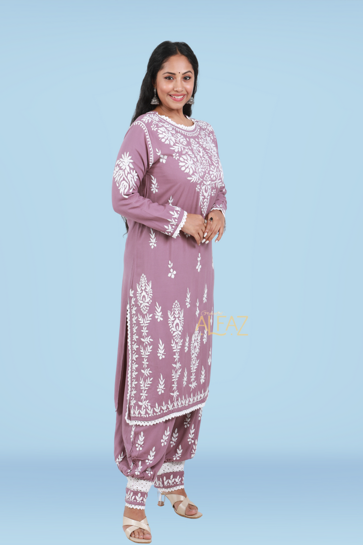 Hafsa Rayon Chikankari Afghani Set