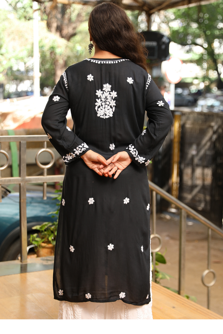 Nadira  Premium Modal Chikankari  3D Long Kurti