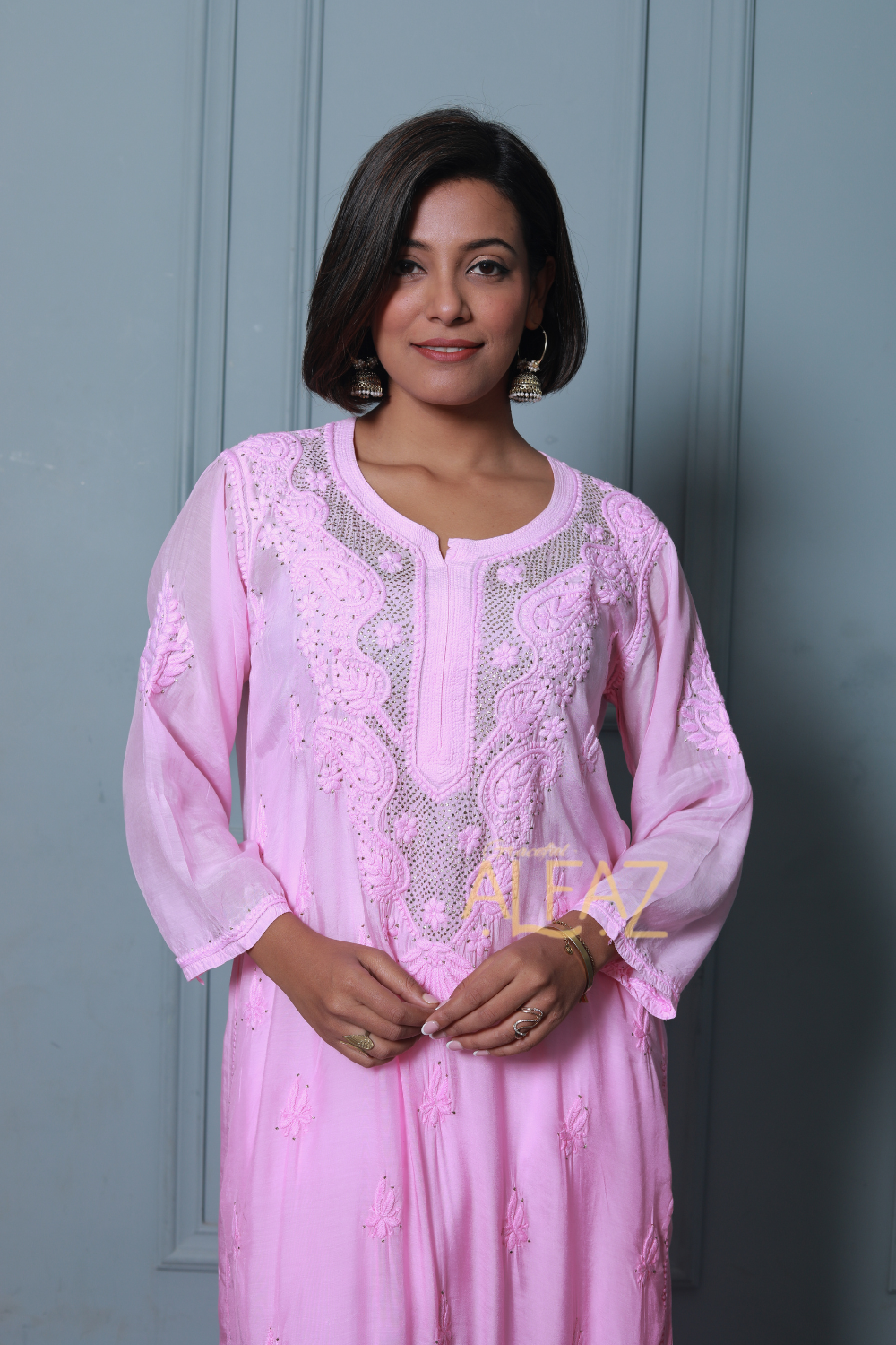 Fazia Premium Muslin 3D Chikankari & Mukaish Kurti