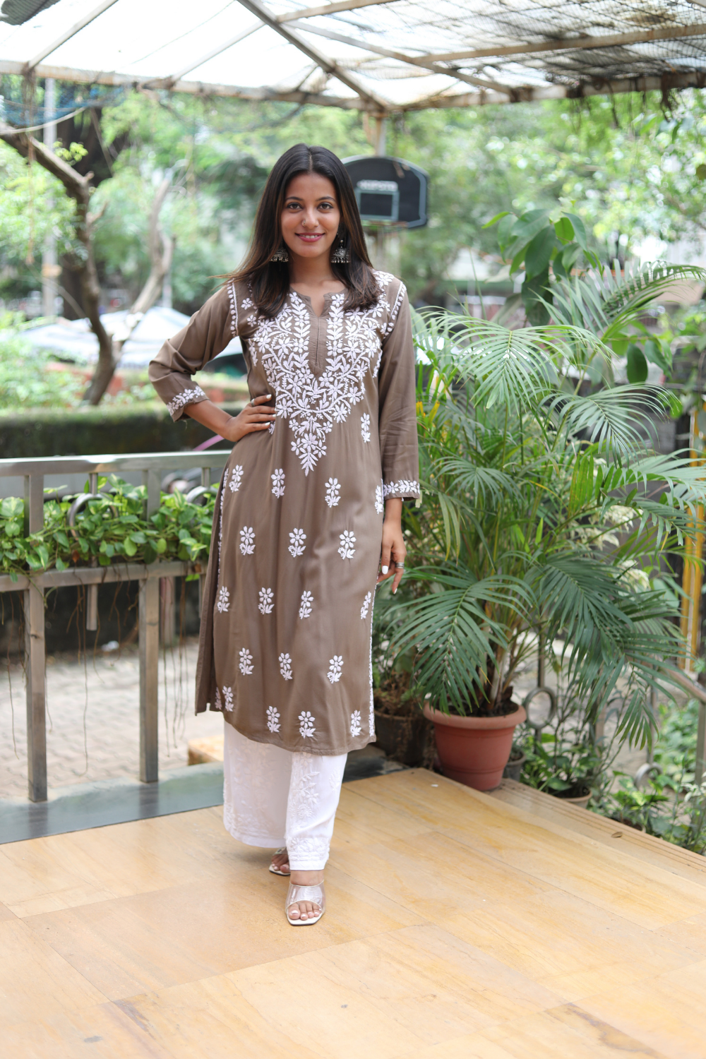 Ekta Rayon Chikankari Long Kurti