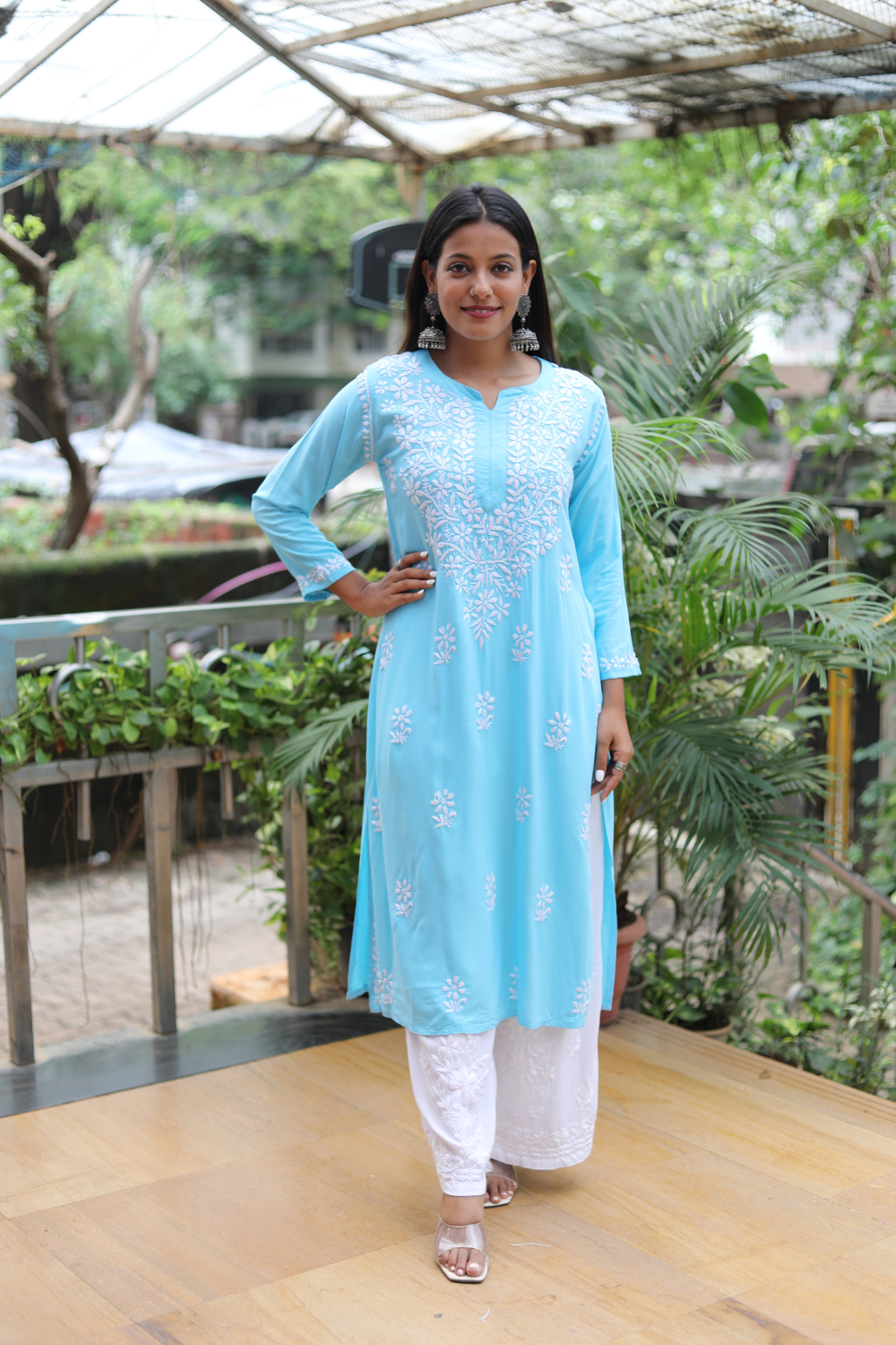 Ekta Rayon Chikankari Long Kurti