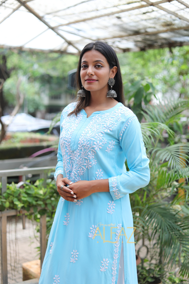 Ekta Rayon Chikankari Long Kurti