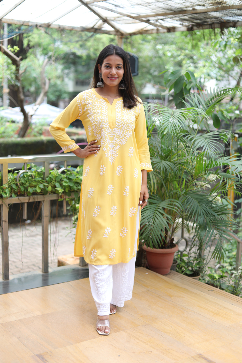 Ekta Rayon Chikankari Long Kurti