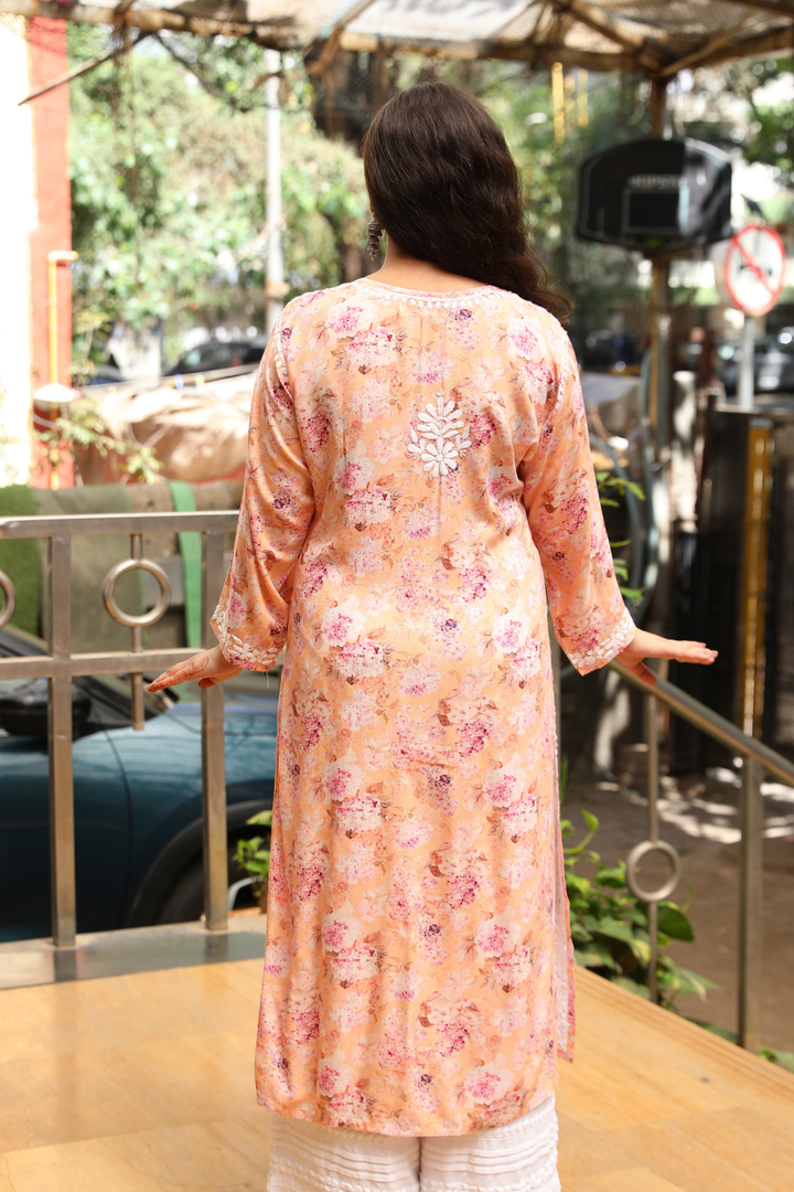 Samah  Rayon Printed Chikankari  Long Kurti