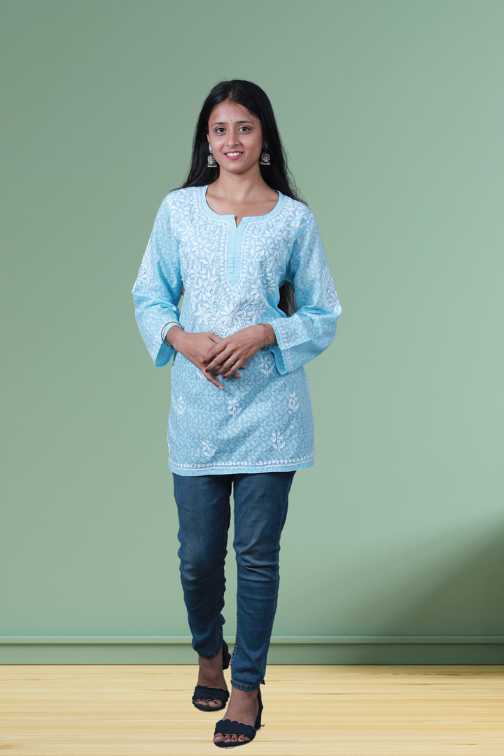 Firdaus Cotton Brasso Short Top -  Rayon Lucknowi Kurti