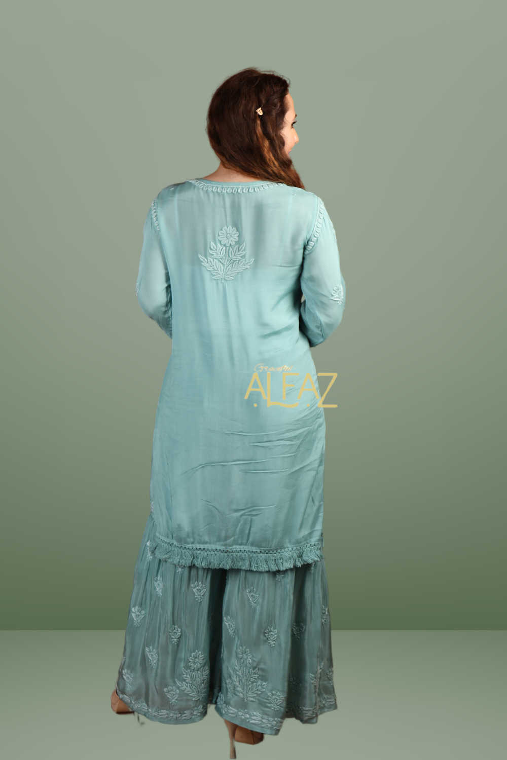 Elegant Chikankari Gharara Set - Nazia Muslin Collection