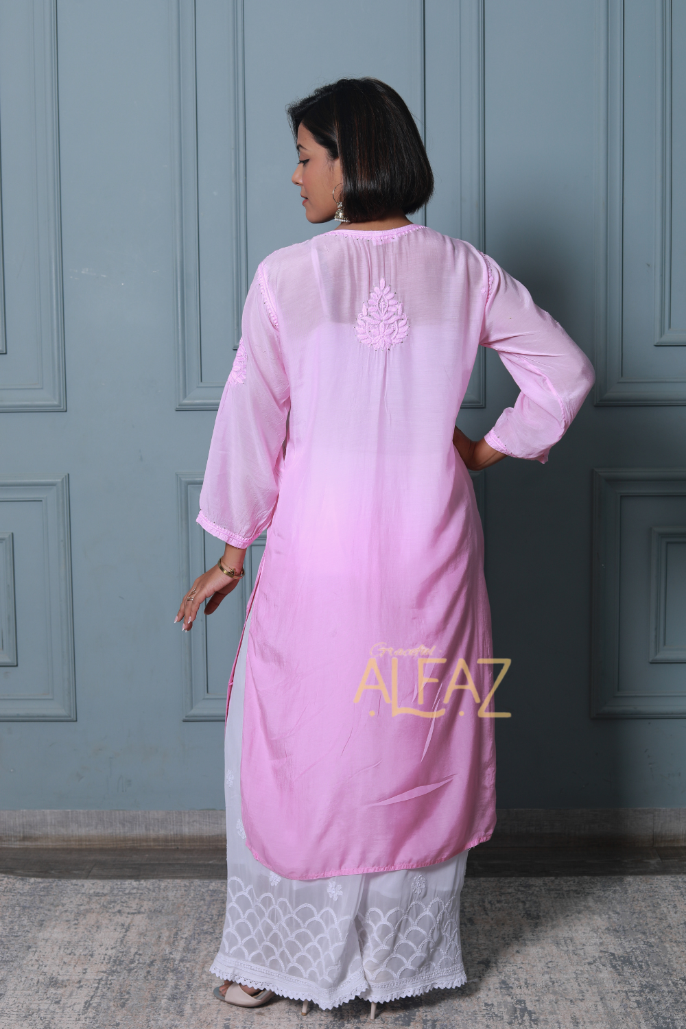 Fazia Premium Muslin 3D Chikankari & Mukaish Plus Size Kurti