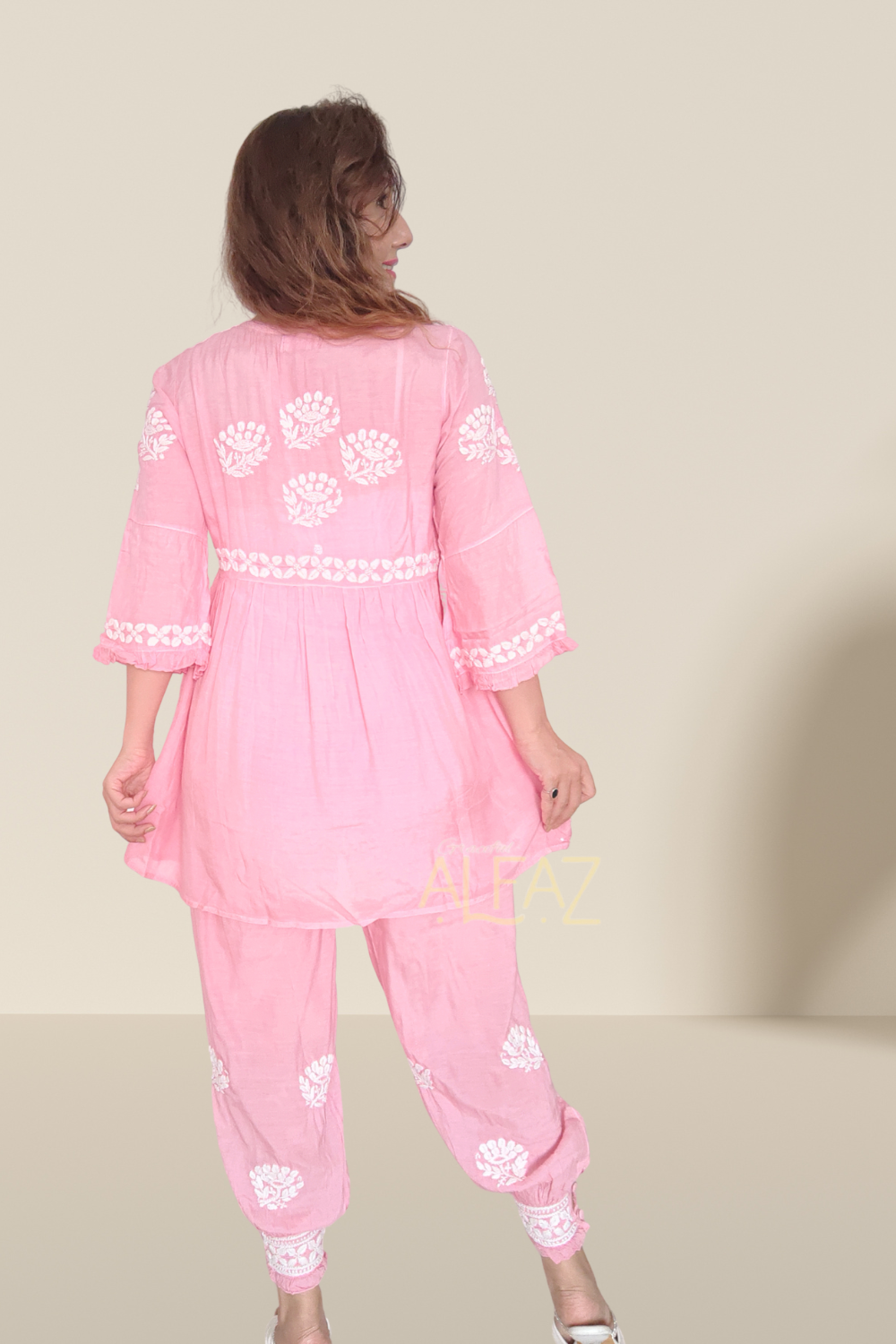 Stylish Chikan Kurti Afghani Set - Samira Muslin Collection