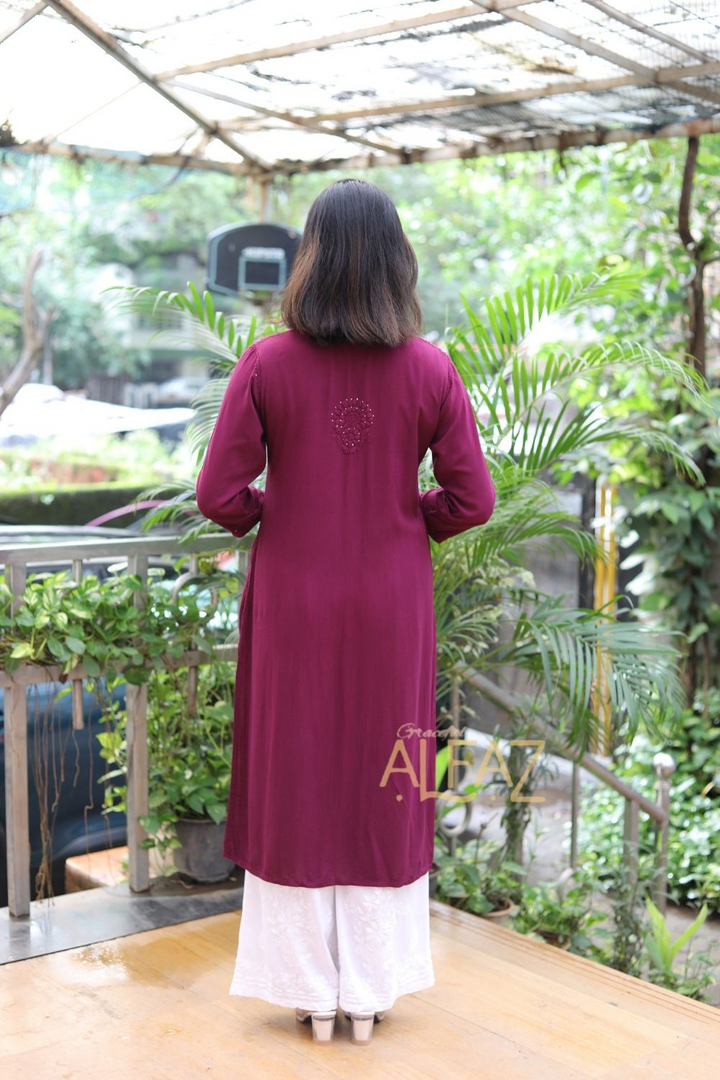 Maaya Premium Rayon Chikankari Kurti With Mukaish