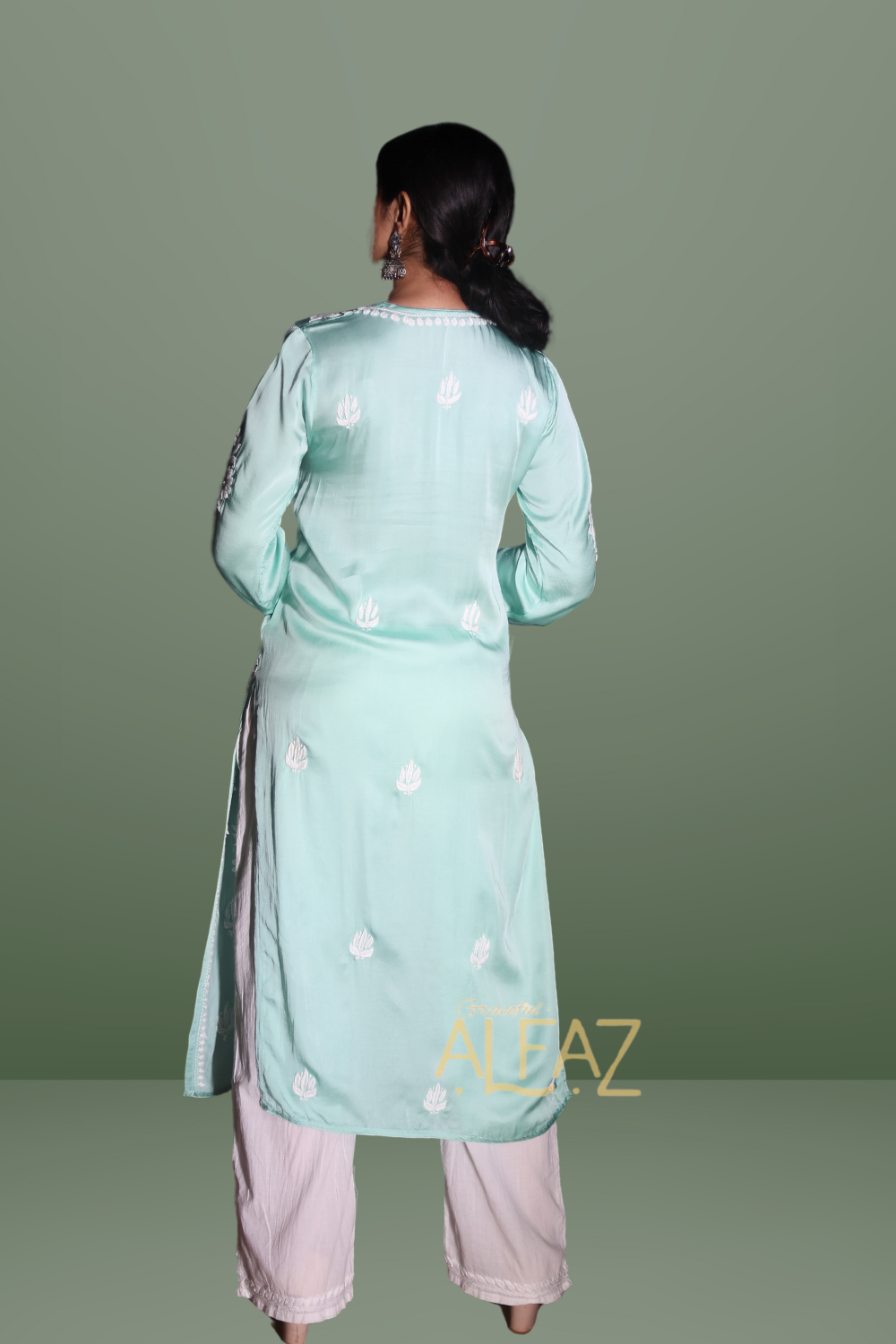 Classic Modal Chikan Kurti - Saida Modal Satin Collection