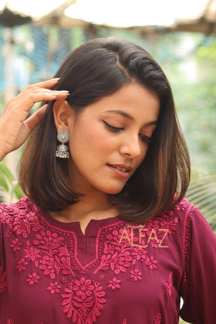 Anvi Silver Oxidized Jhumki | Earrings