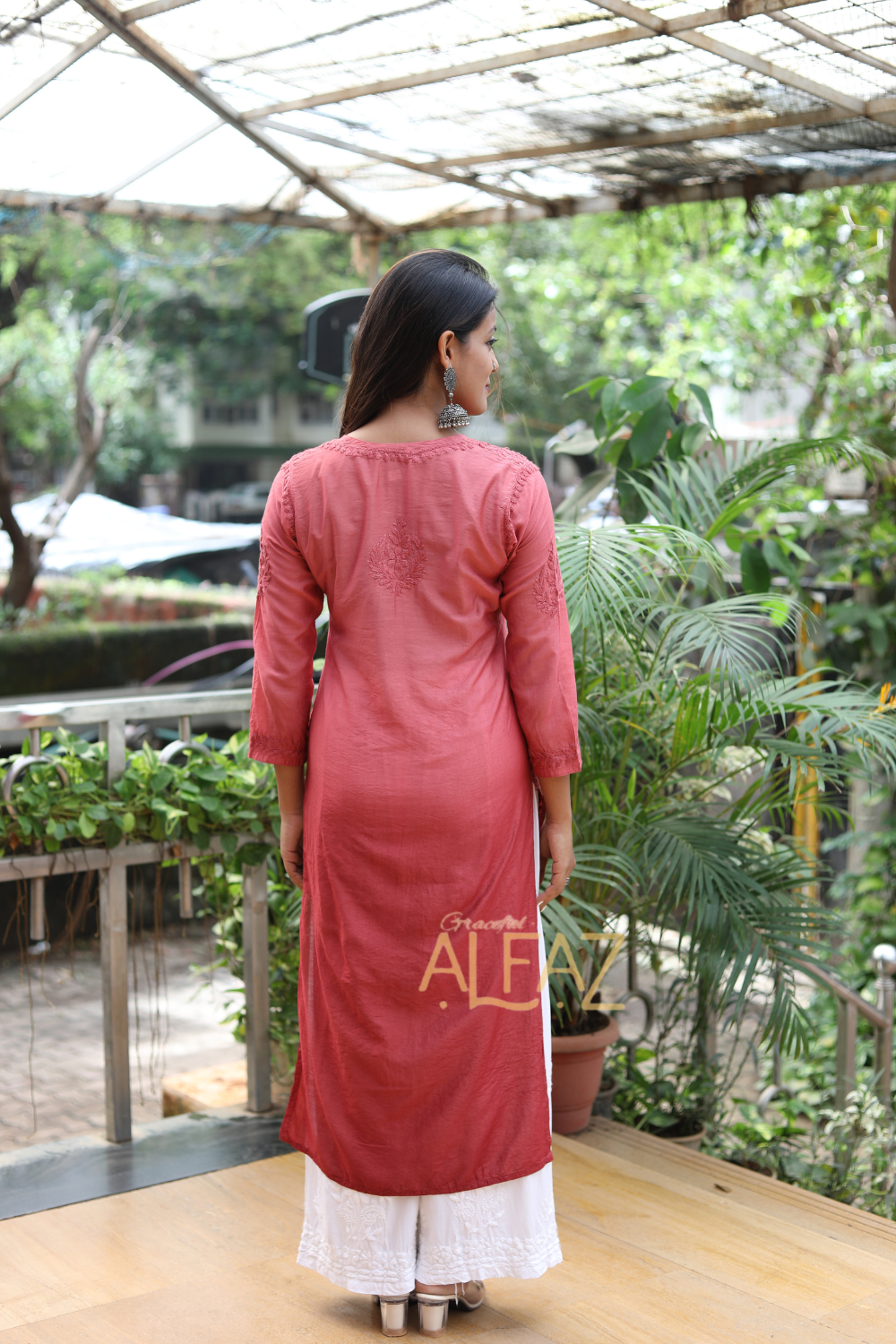 Myra Chanderi Chikankari Tone To Tone Long Kurti | Chanderi Chikan Kurta