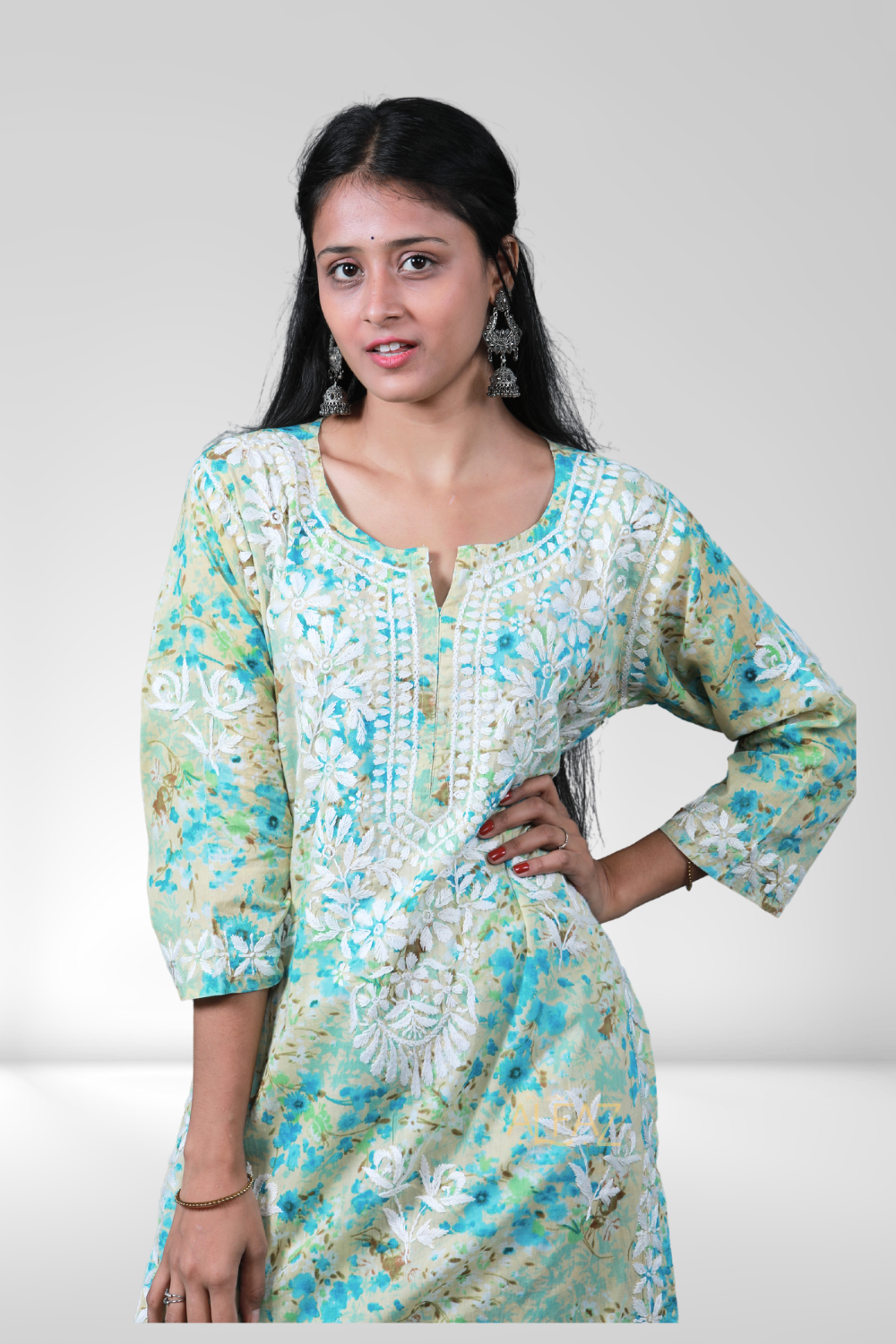 Safiya Printed Mulmul Chikankari Palazzo Set