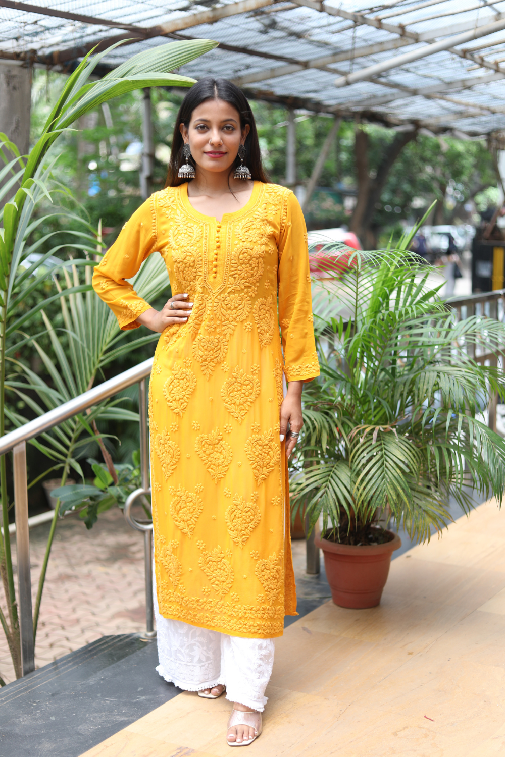 long chikankari kurtis