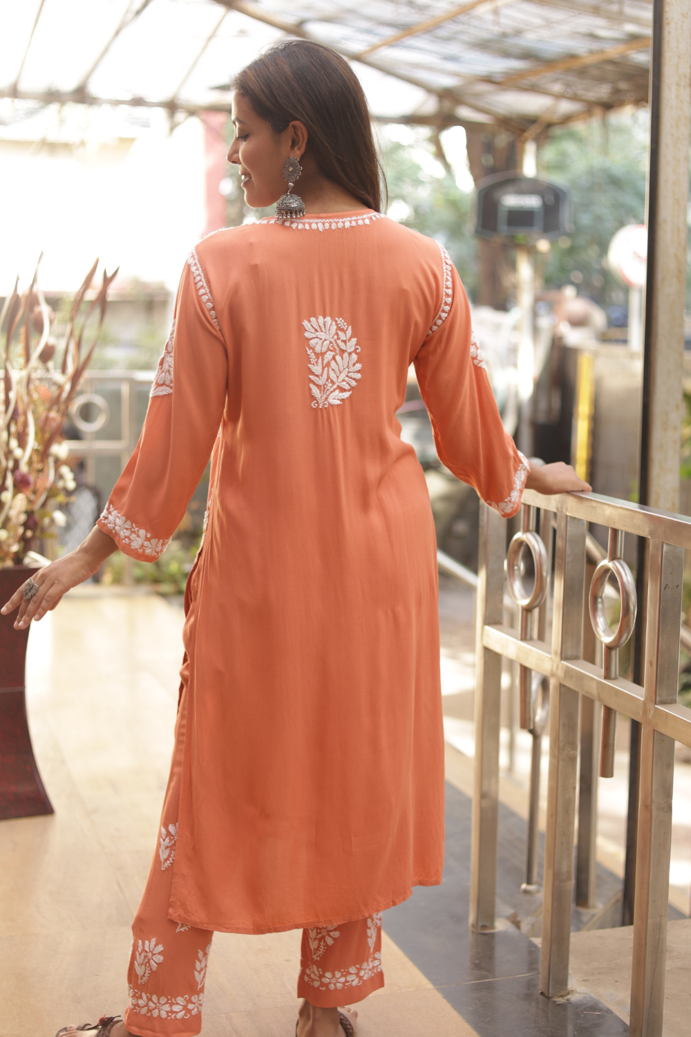 Noura Rayon Chikankari  Kurta Pant set |