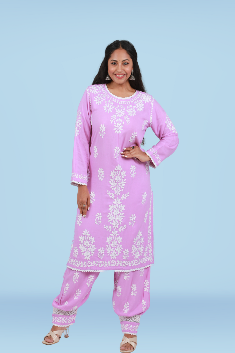 Hafsa Rayon Chikankari Afghani Set