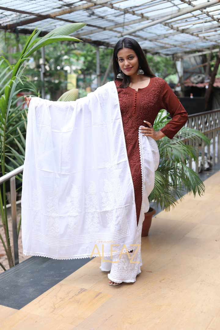 Komal Pure Mulmul Chikankari Dupatta