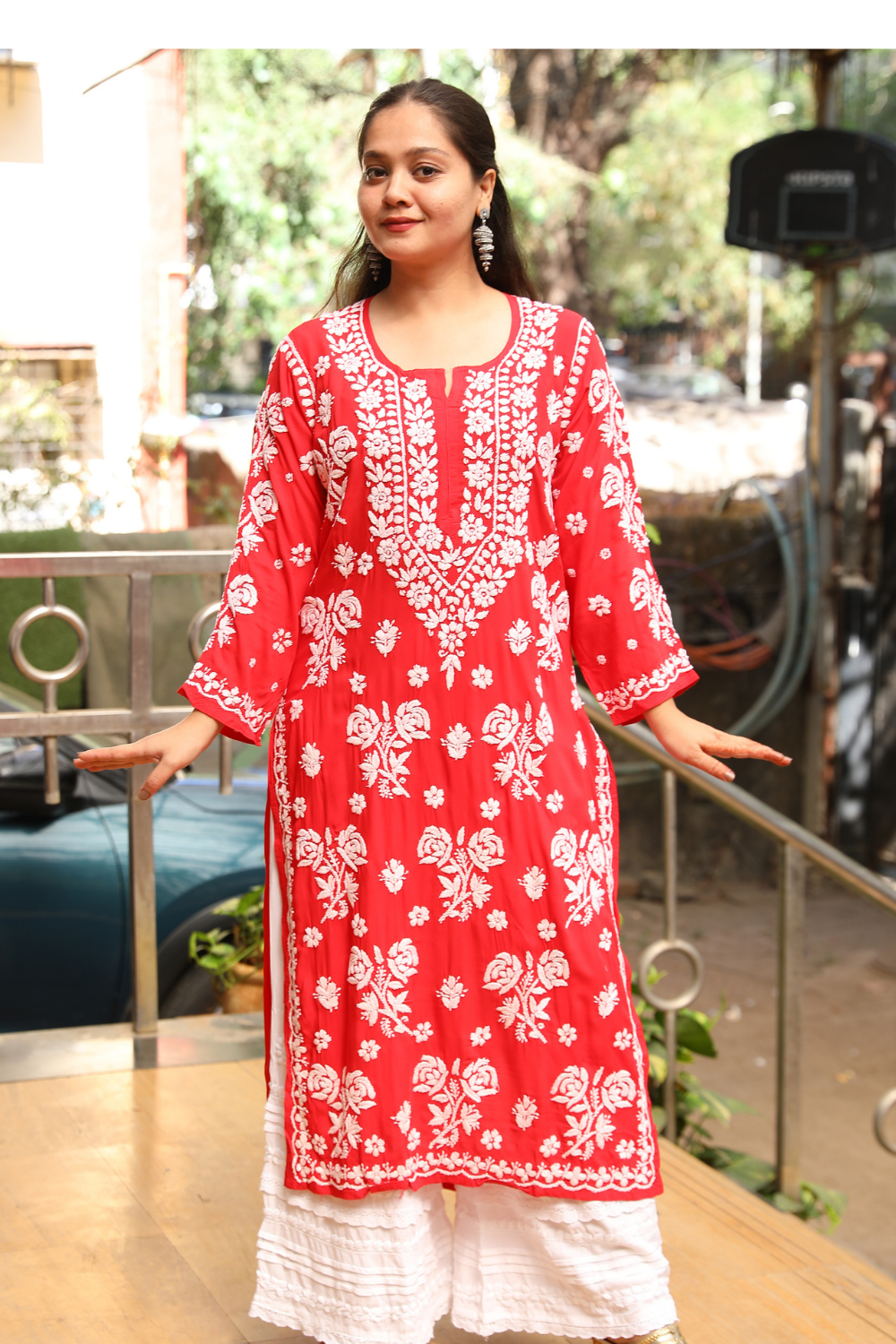 Alia Premium Modal Rose 3D Chikankari Kurti