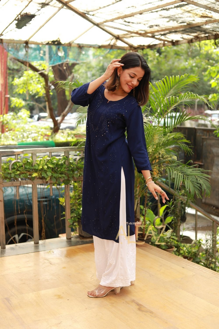 Maaya Premium Rayon Chikankari Kurti With Mukaish