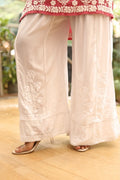 Amani Modal 3D Rose Chikankari White Palazzo