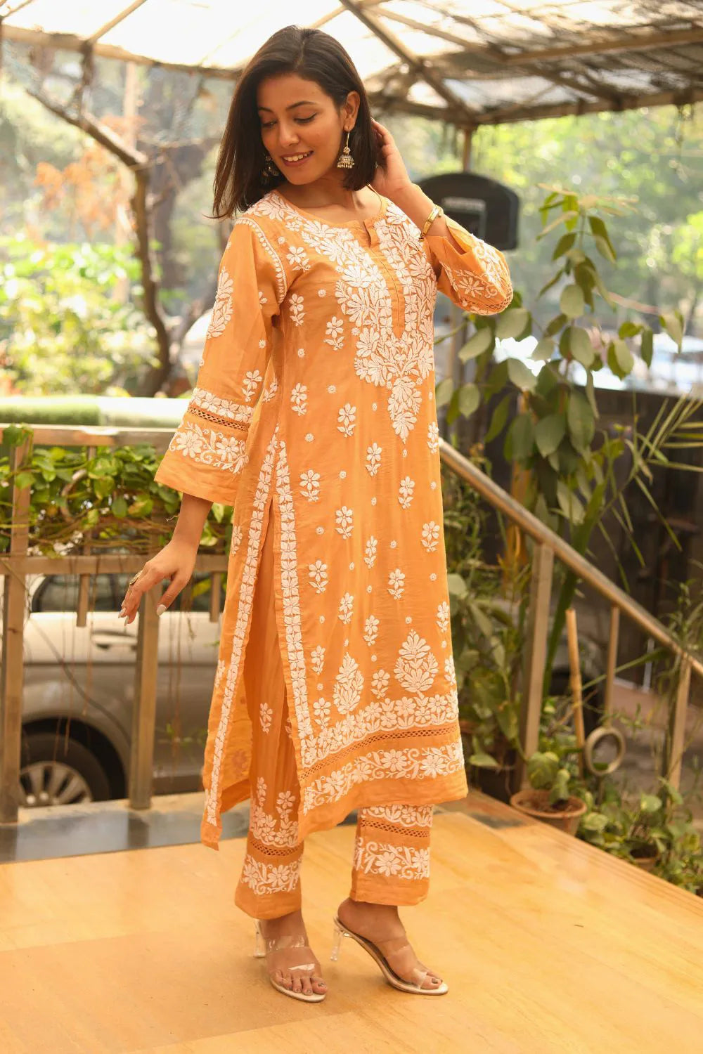 Shahira Chanderi Chikankari Pant Set