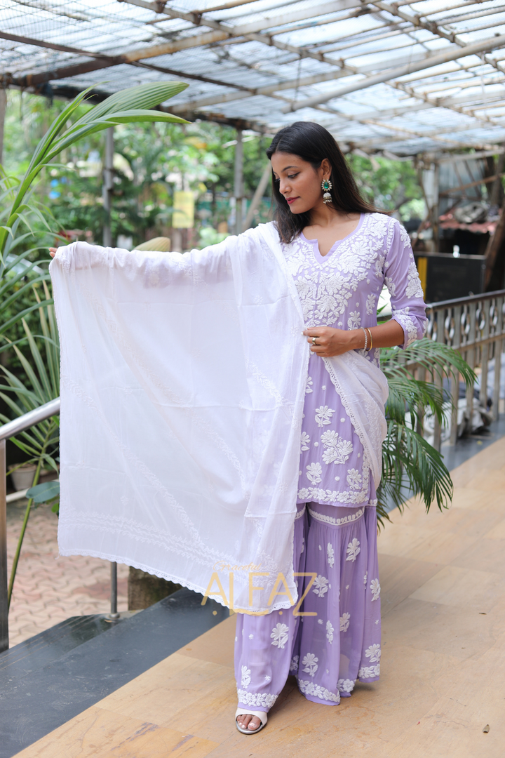 Samar Pure Mulmul Chikankari White Dupatta