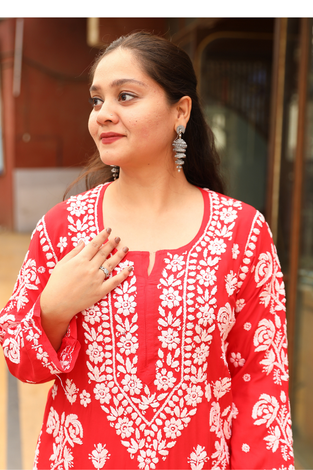 Alia Premium Modal Rose 3D Chikankari Kurti