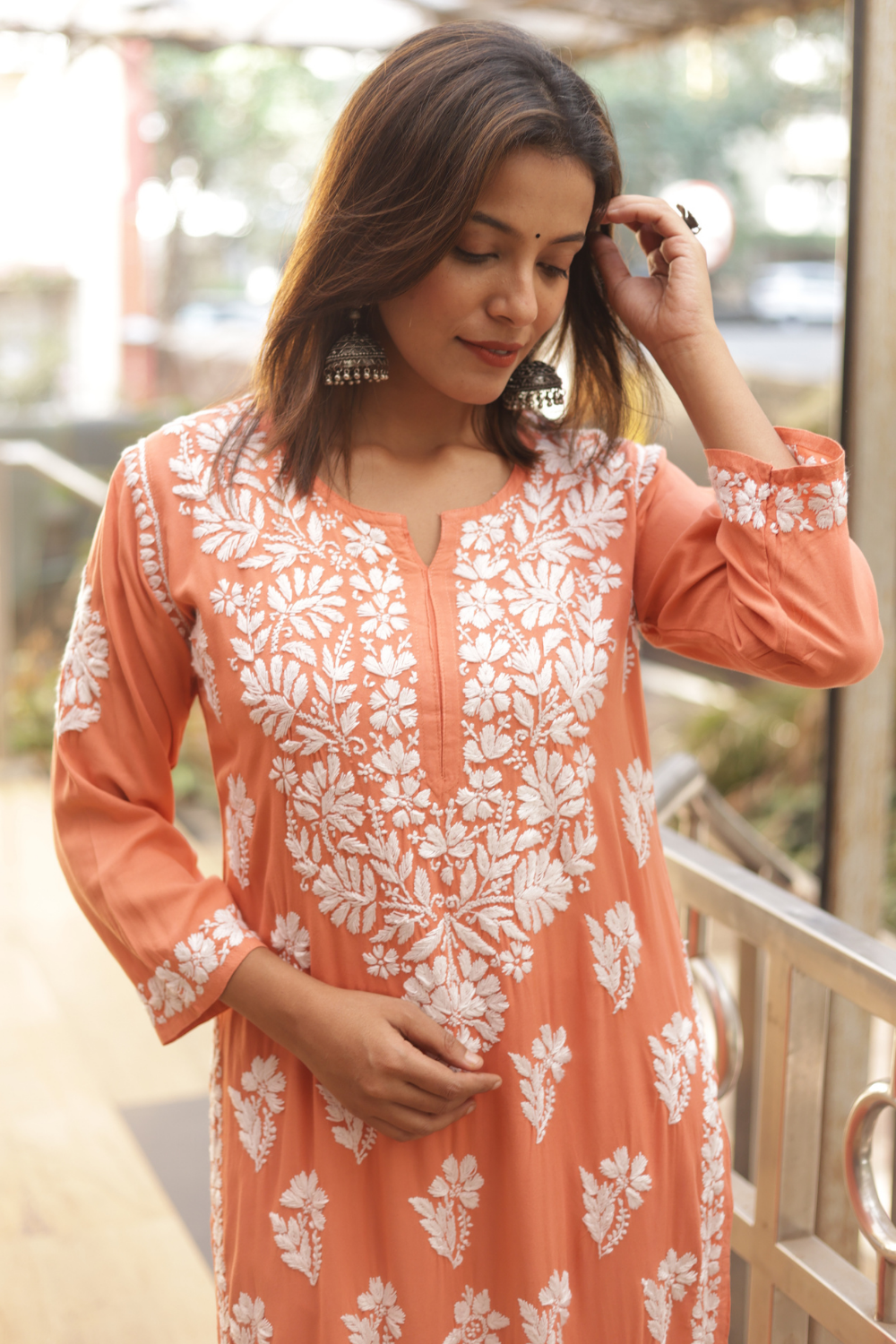 Noura Rayon Chikankari  Kurta Pant set |