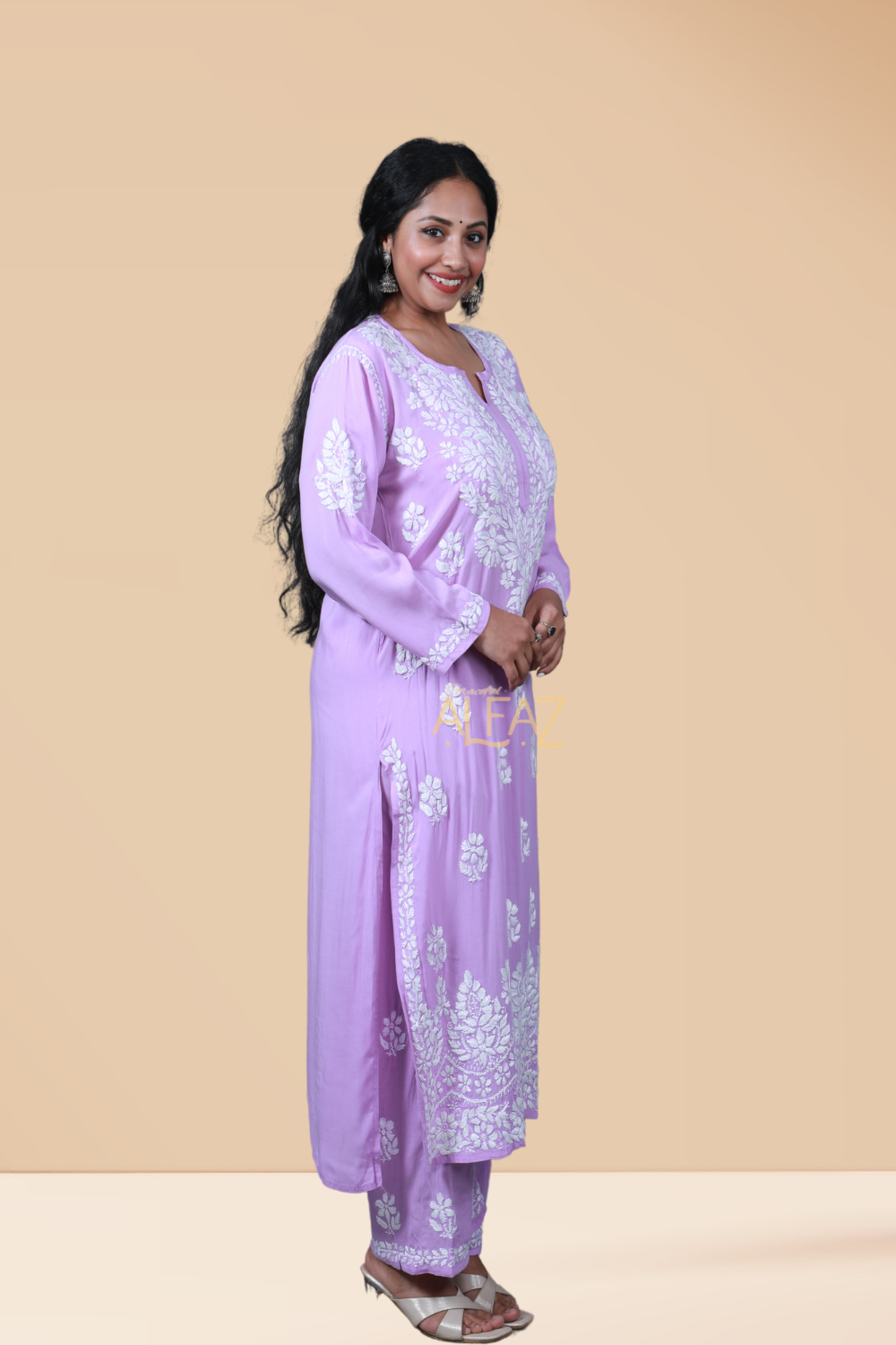 Mehar Modal Chikankari Kurti Palazzo Set | Chikan Kurti Set for Women