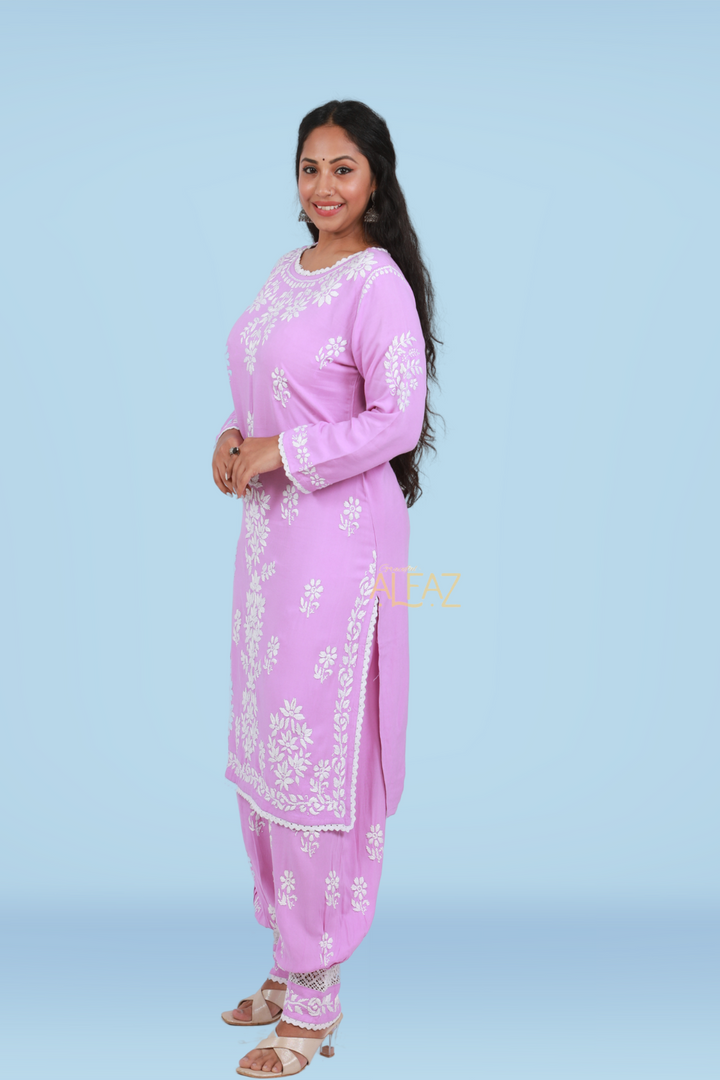 Hafsa Rayon Chikankari Afghani Set