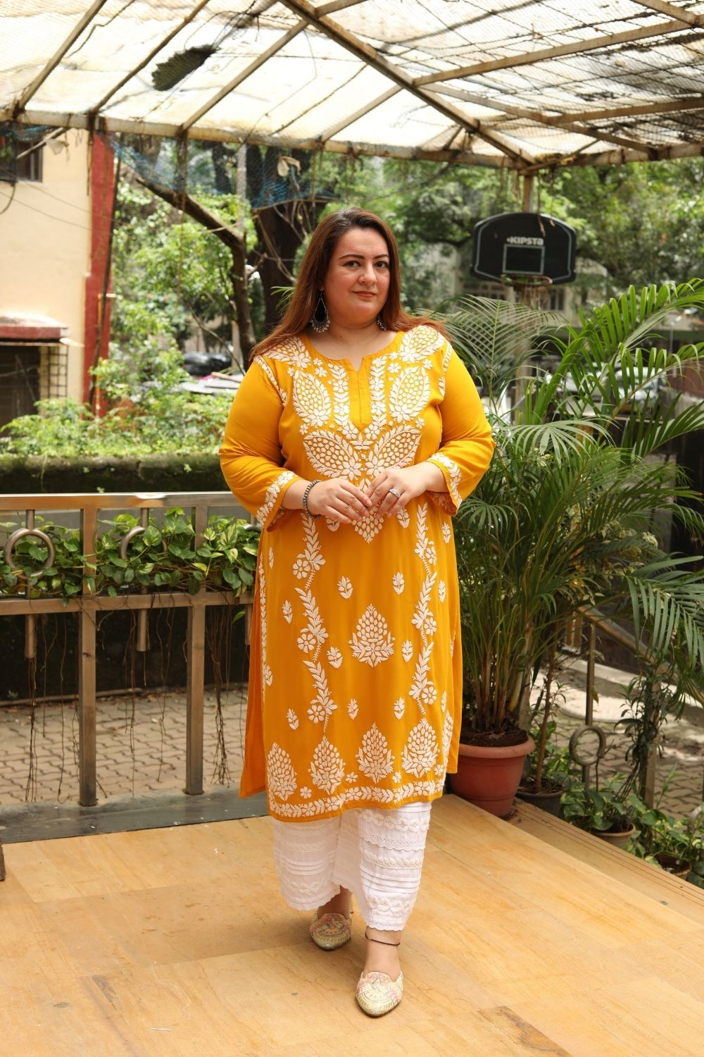 Aanya Rayon Chikankari Long Kurta Plus Size