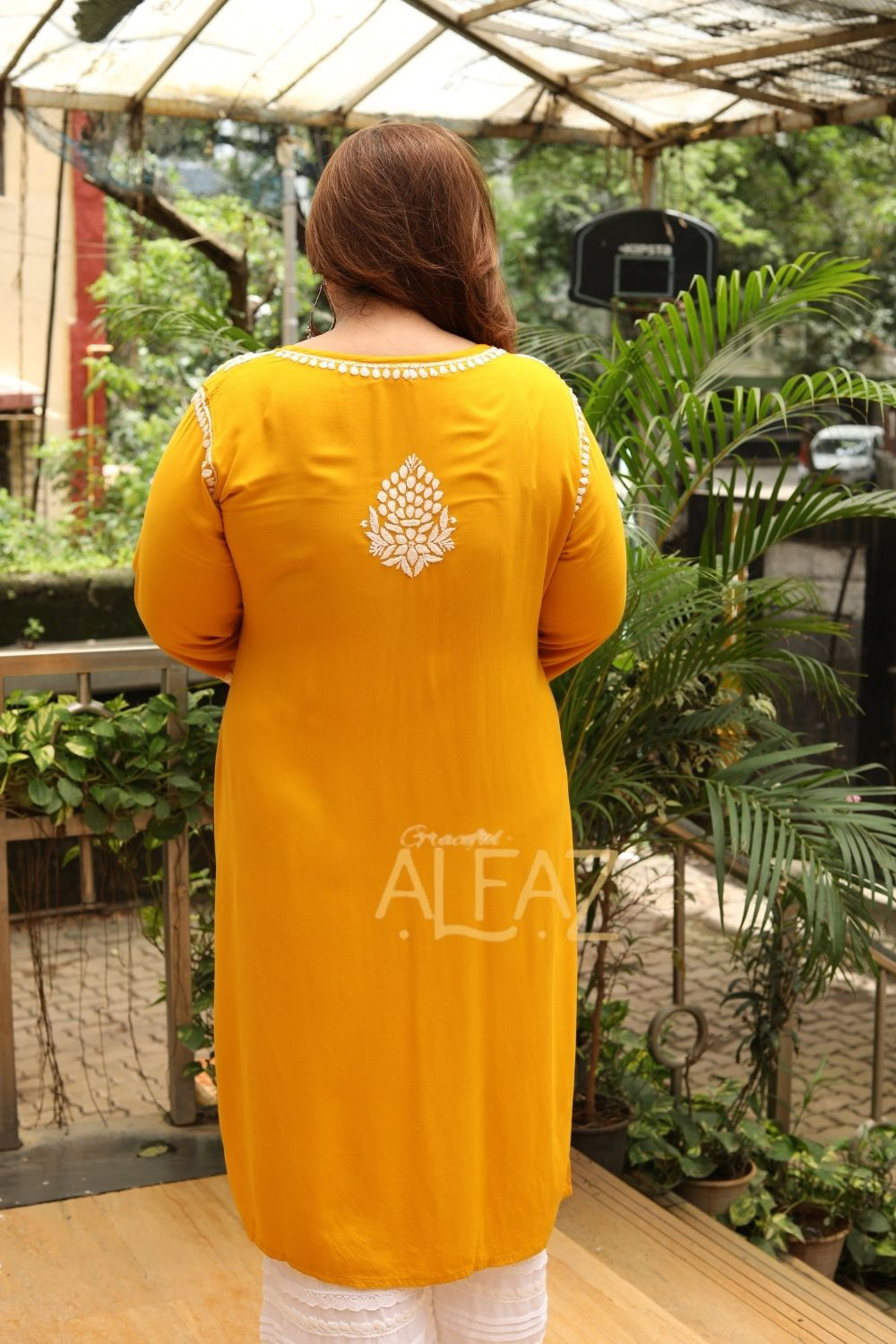 Aanya Rayon Chikankari Long Kurta Plus Size