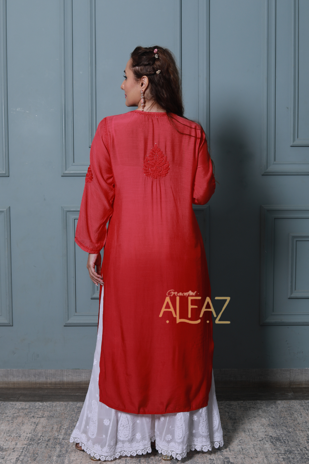 Dina Premium Muslin 3D Chikankari & Mukaish Kurti