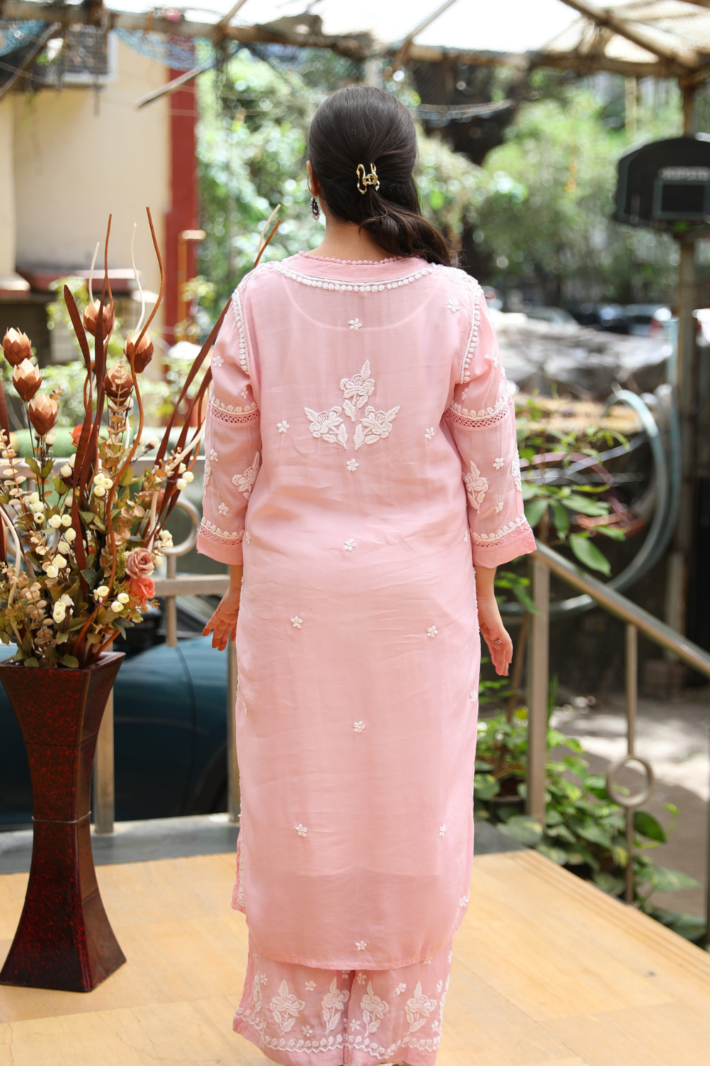 Mehak Premium Muslin 3D Chikankari Ombre Kurti Palazzo Set