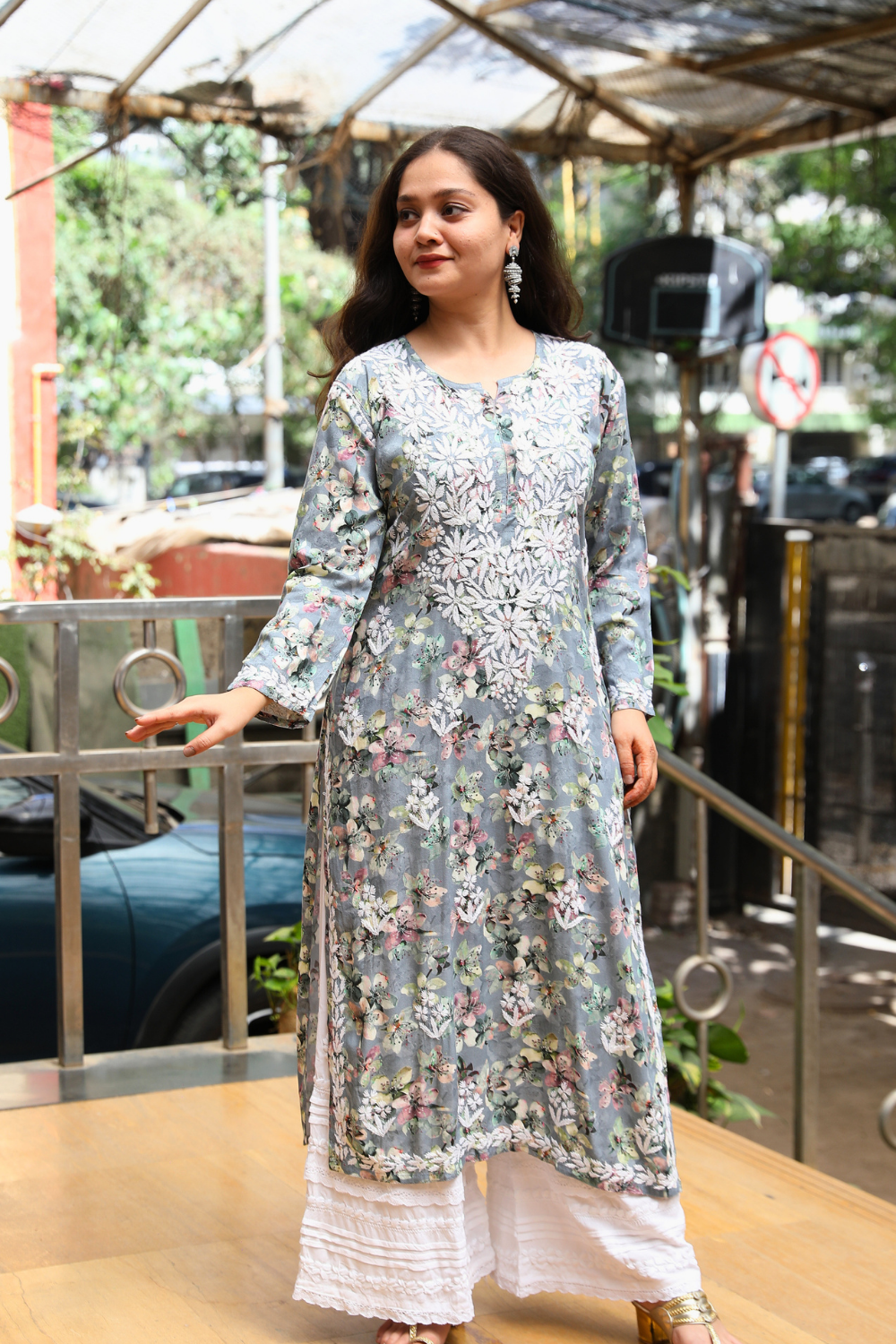 Samah  Rayon Printed Chikankari  Long Kurti