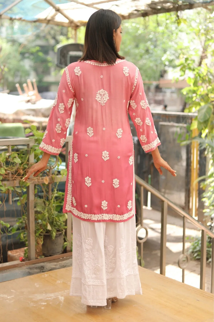 Sana Muslin 3D Chikankari Short Kurti