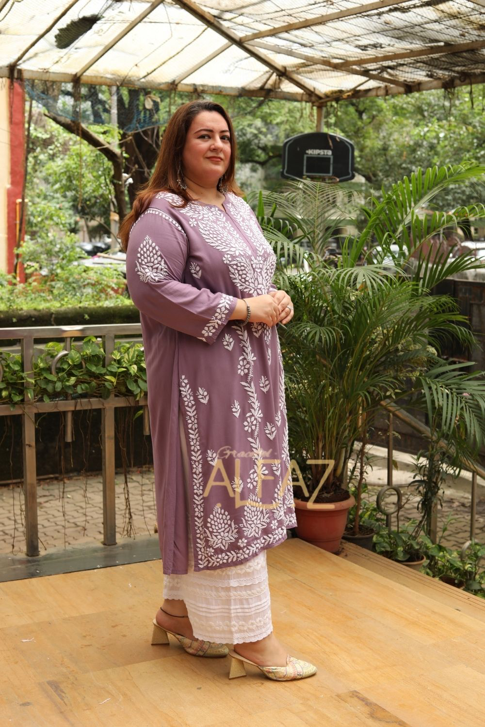 Aanya Rayon Chikankari Long Kurta Plus Size