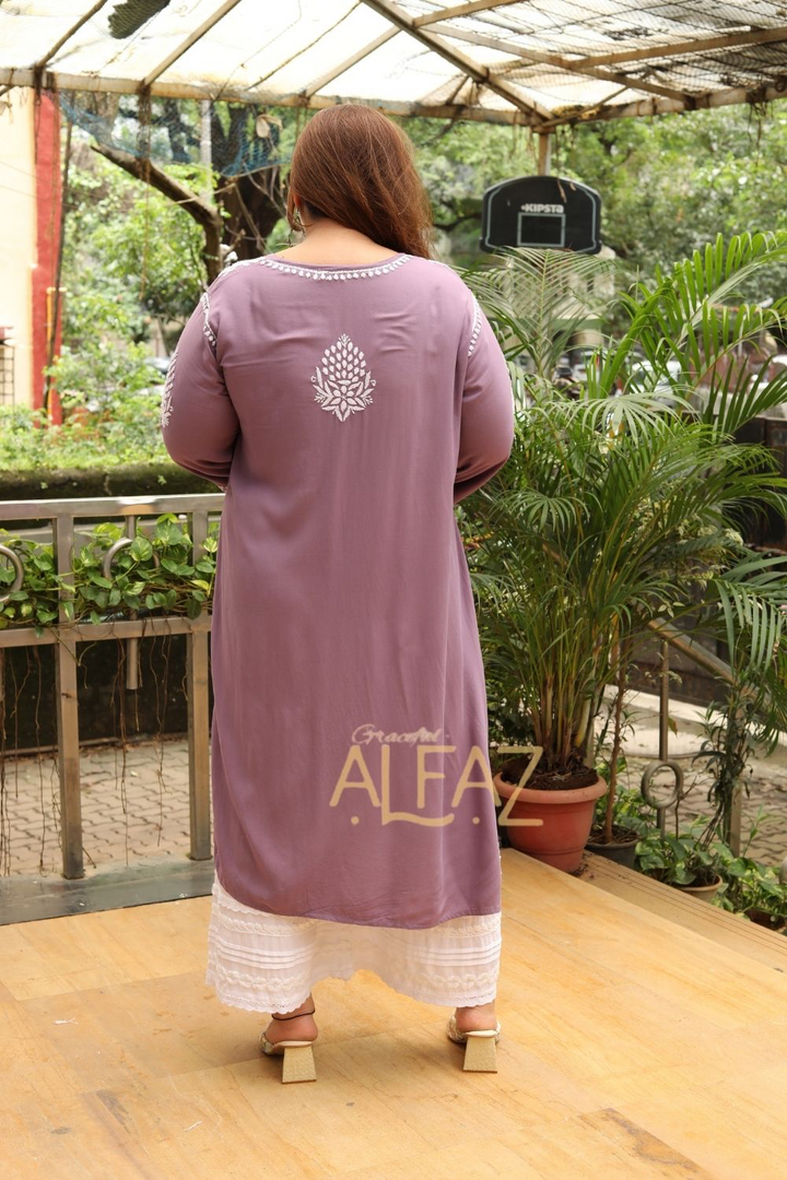 Aanya Rayon Chikankari Long Kurta Plus Size