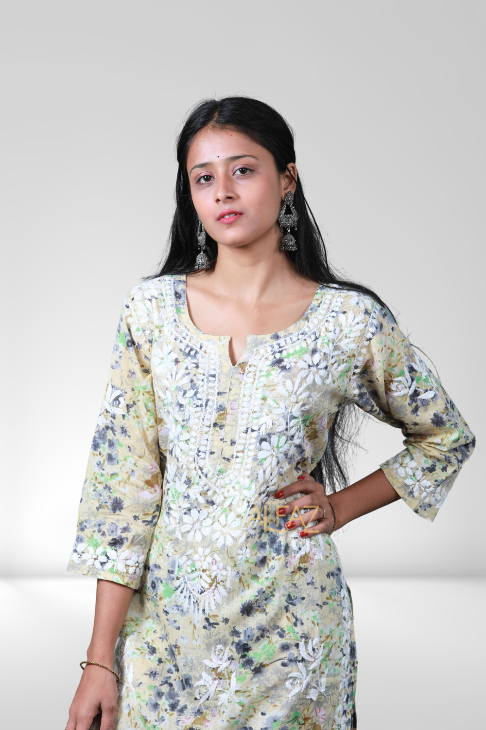 Safiya Printed Mulmul Chikankari Palazzo Set