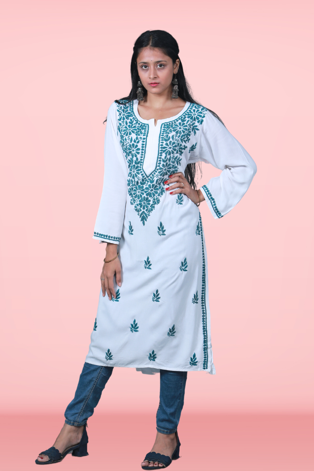 Stylish Rayon Chikankari Kurti - Rima Rayon Collection