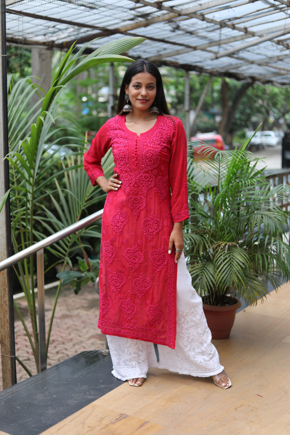 long chikankari kurtis