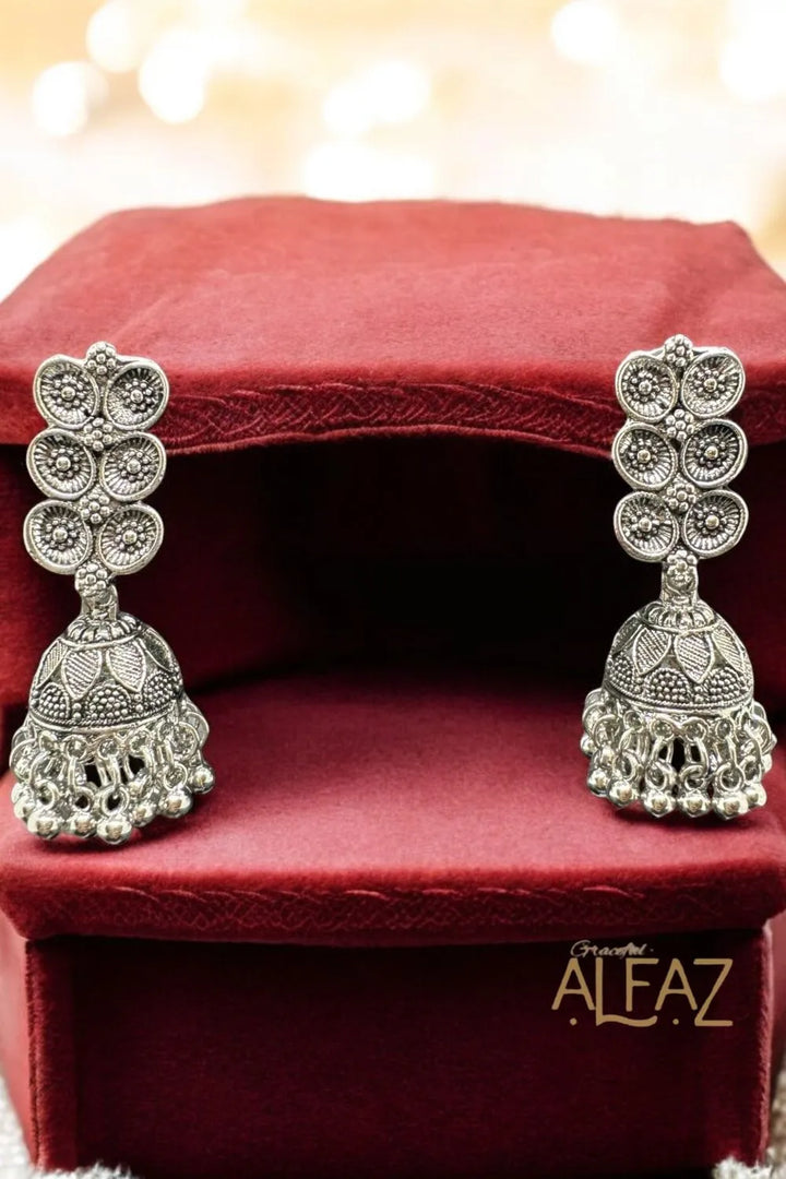 Aara Silver Oxidized Jhumki | Earrings