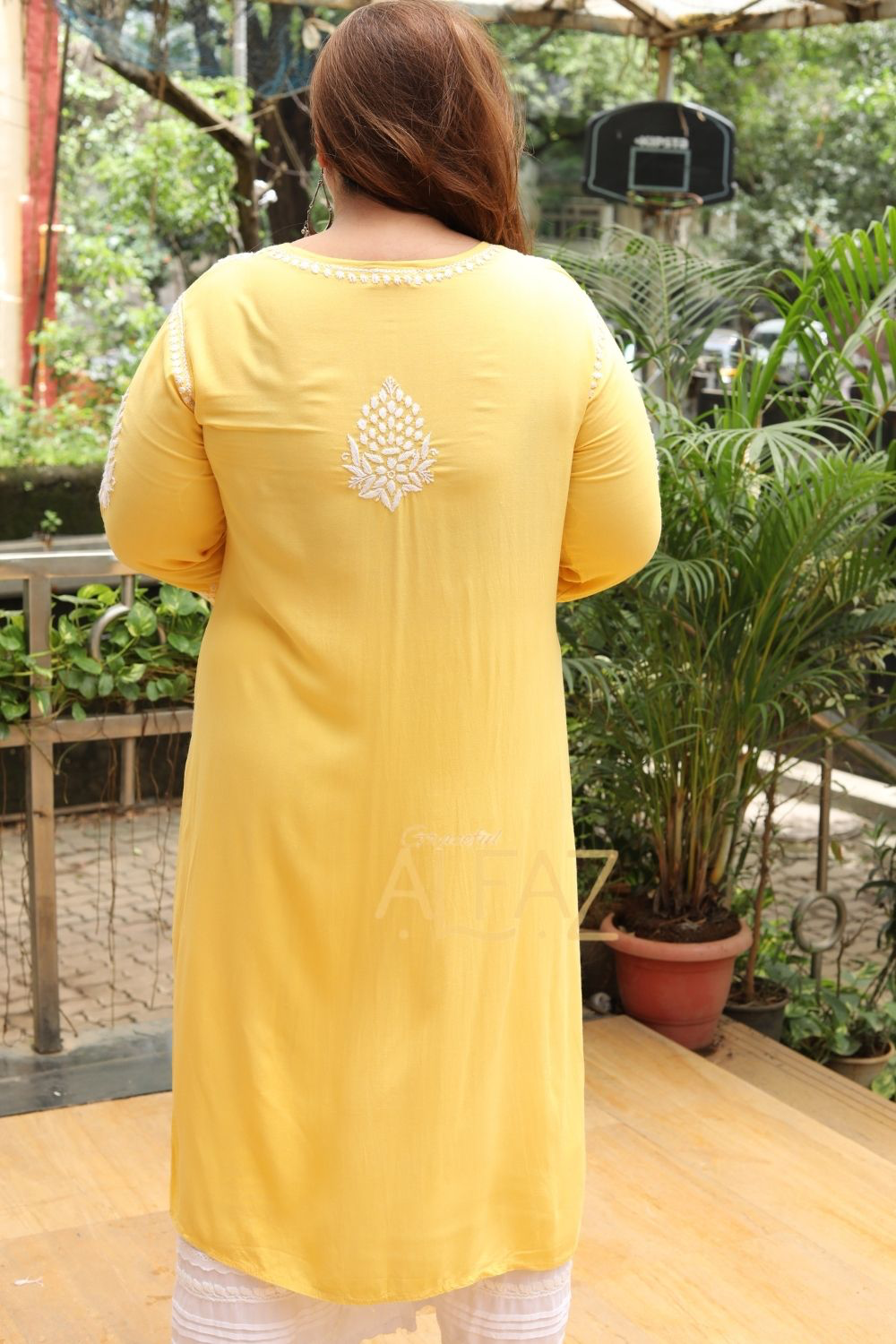 Aanya Rayon Chikankari Long Kurta Plus Size