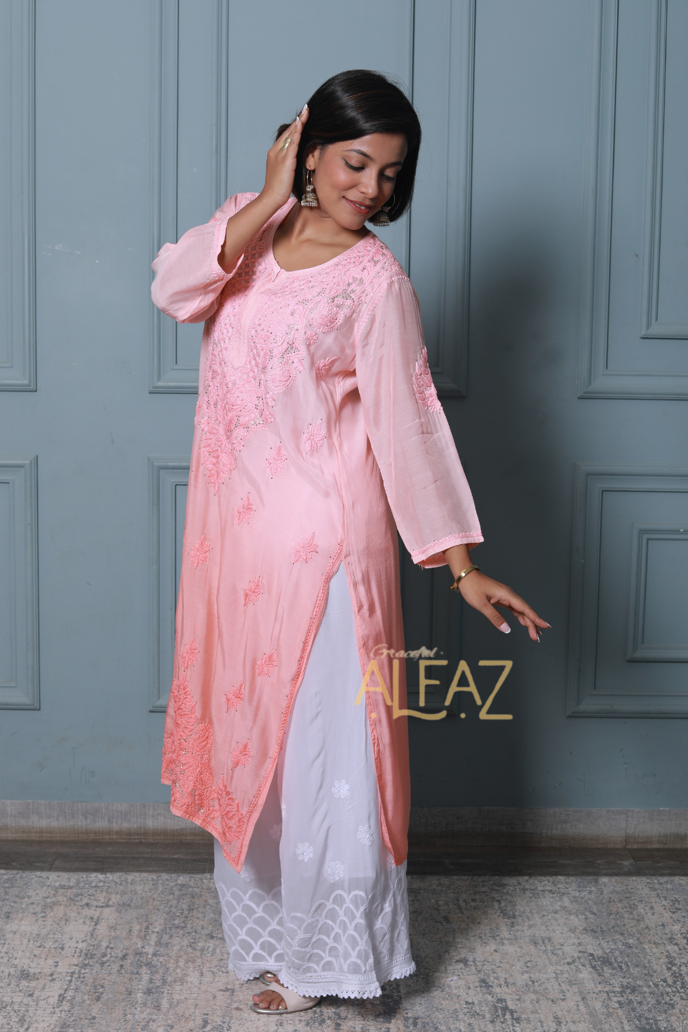 Dina Premium Muslin 3D Chikankari & Mukaish Kurti