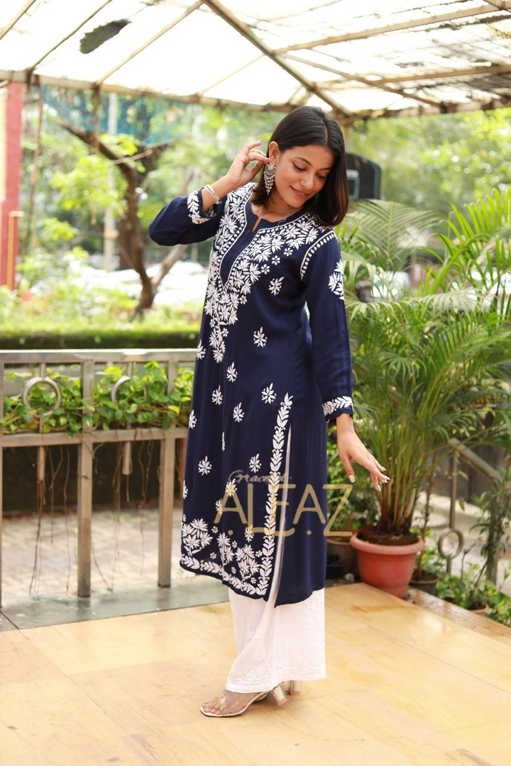 Jiya Rayon Chikankari Long Kurti