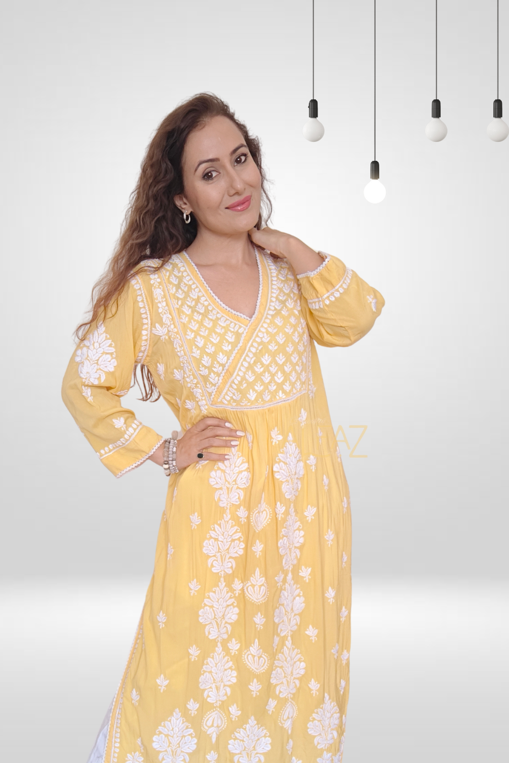 Jamila Modal Chikankari Yoke Long Kurti – Stylish and Elegant