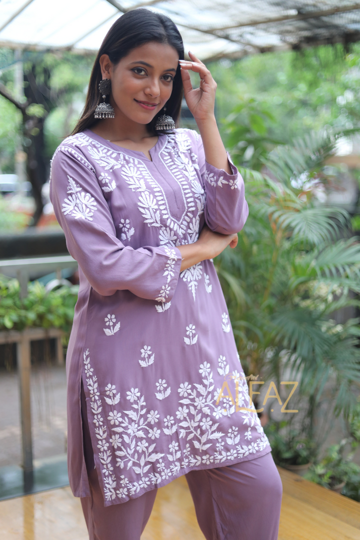 Haleema Rayon Chikankari Co-ord Set