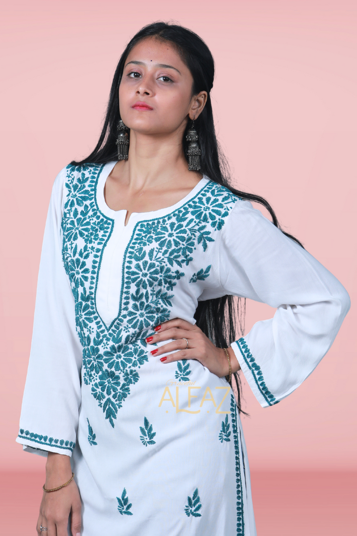 Stylish Rayon Chikankari Kurti - Rima Rayon Collection