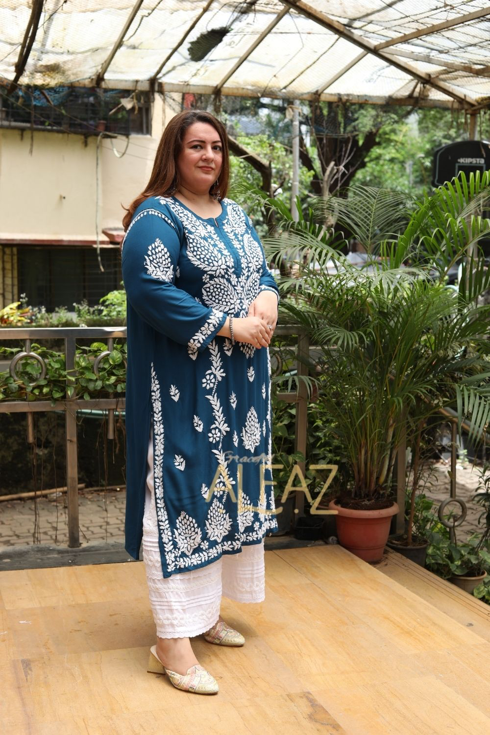 Aanya Rayon Chikankari Long Kurta Plus Size