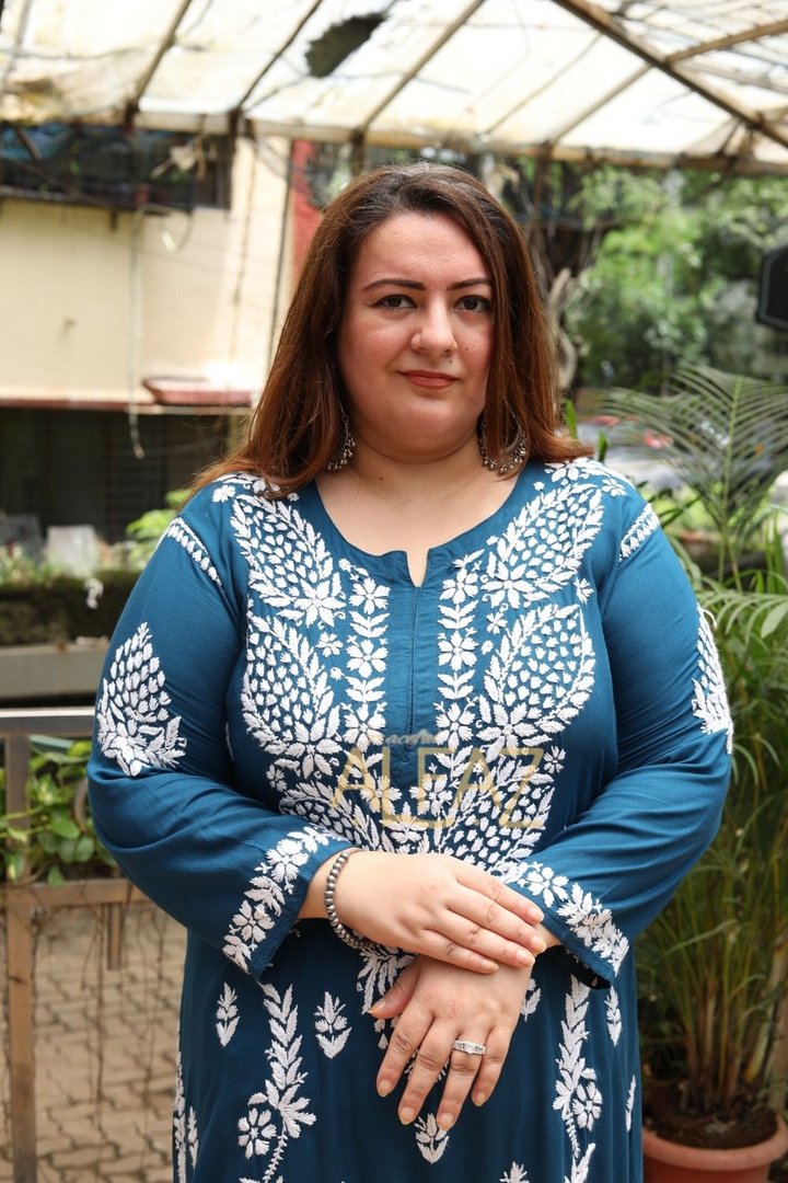 Aanya Rayon Chikankari Long Kurta Plus Size